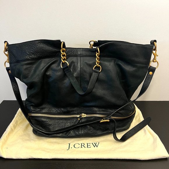 J Crew Black Leather Exhibitor Mega Tote - RN29448 - Picture 2 of 5
